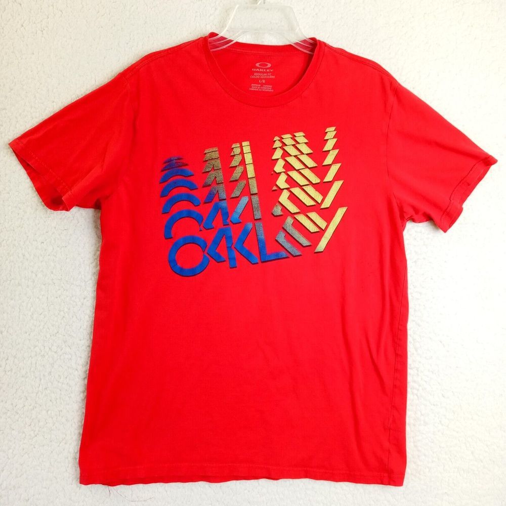 Oakley Shirt Adult Large Short Sleeve Red Cotton Comfort Colors‎ Heavyweight
